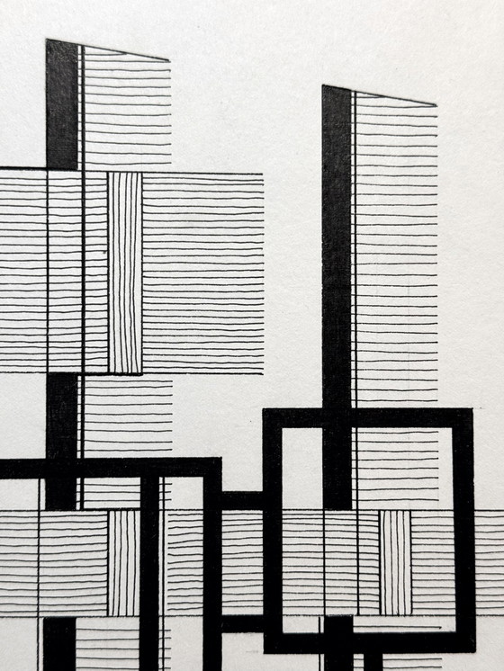 Image 1 of Geometric Diptych (Ink) - Eugene Eechaut (1928-2019)