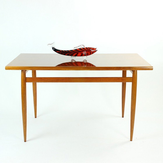 Image 1 of Vintage oak and mahogany dining table, Czechoslovakia 1970