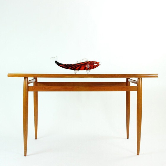 Image 1 of Vintage oak and mahogany dining table, Czechoslovakia 1970