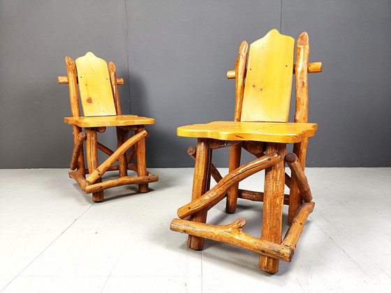 Image 1 of Vintage brutalist dining chairs, set of 4 - 1960s