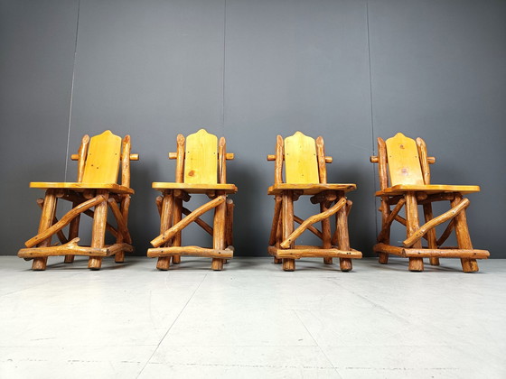 Image 1 of Vintage brutalist dining chairs, set of 4 - 1960s
