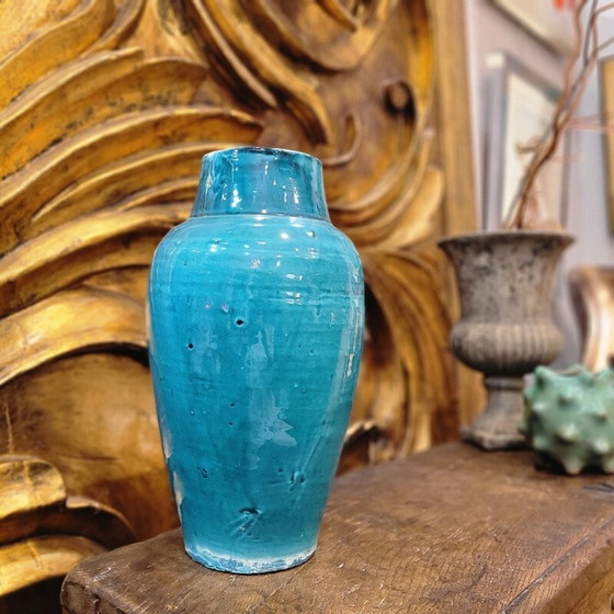 Image 1 of Vintage enameled ceramic vase, France