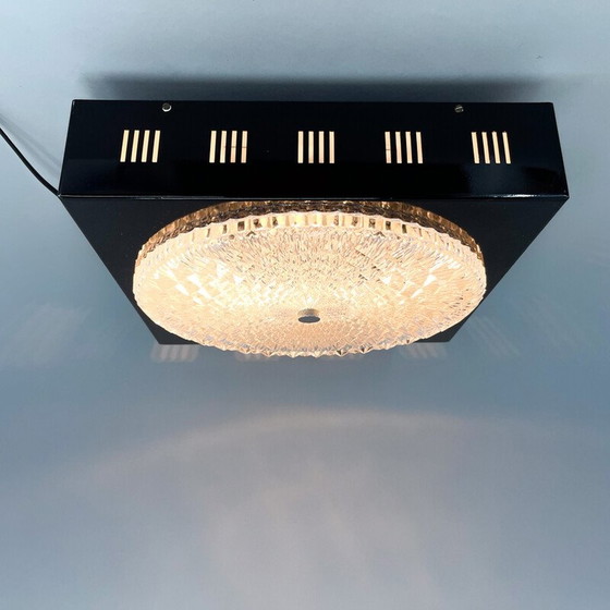 Image 1 of Pair of vintage metal and glass ceiling lamps, Czechoslovakia 1960
