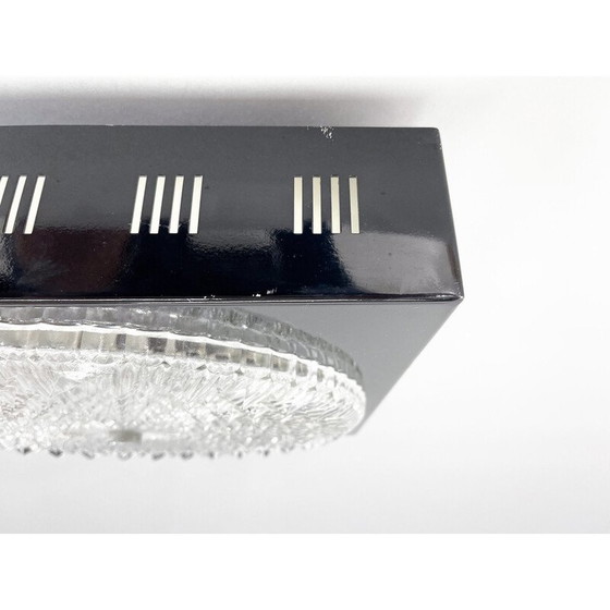 Image 1 of Pair of vintage metal and glass ceiling lamps, Czechoslovakia 1960