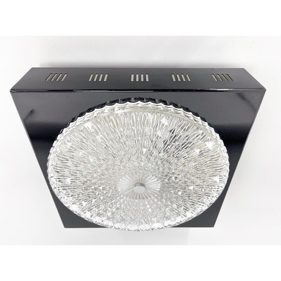 Image 1 of Pair of vintage metal and glass ceiling lamps, Czechoslovakia 1960