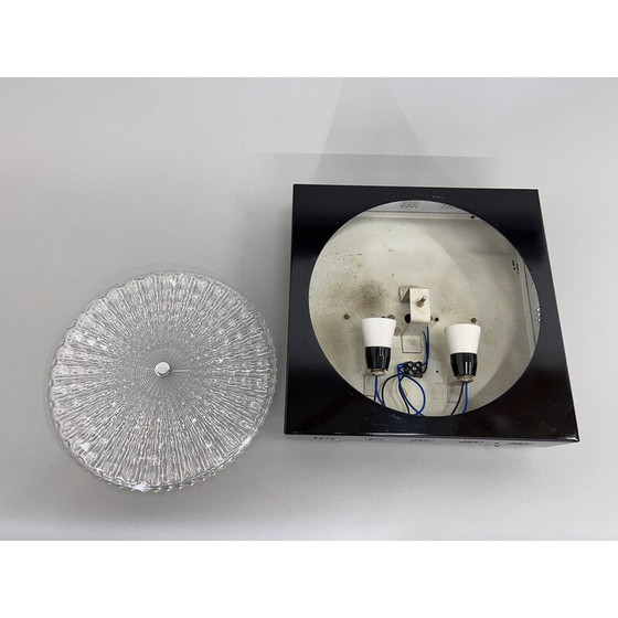 Image 1 of Pair of vintage metal and glass ceiling lamps, Czechoslovakia 1960