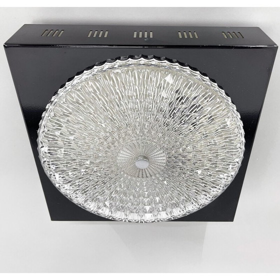 Image 1 of Pair of vintage metal and glass ceiling lamps, Czechoslovakia 1960