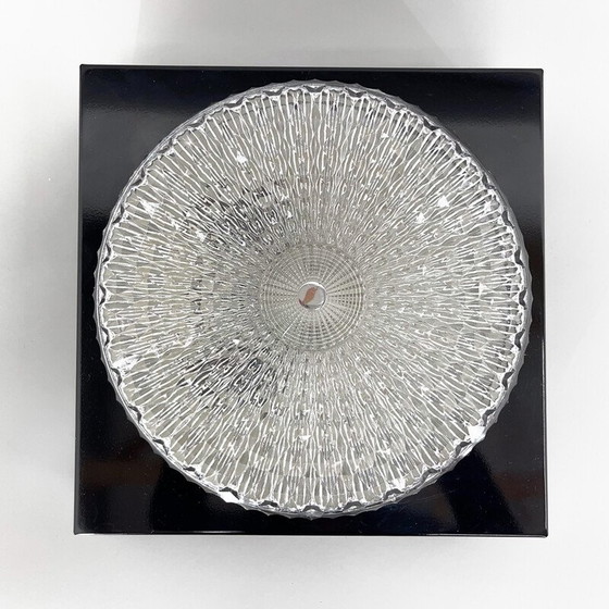 Image 1 of Pair of vintage metal and glass ceiling lamps, Czechoslovakia 1960