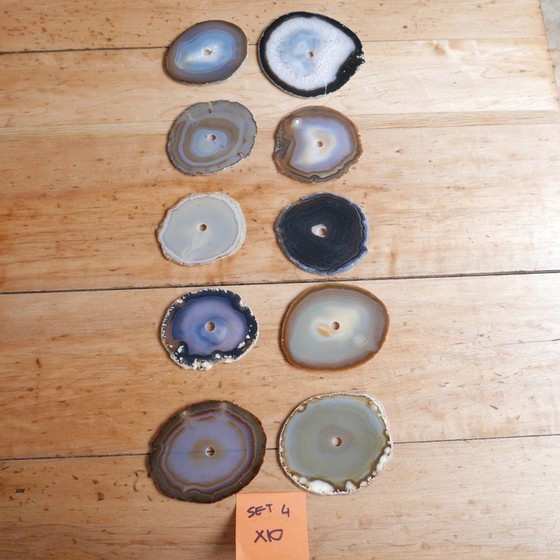 Image 1 of Set of 10 vintage stone coasters, France 1970