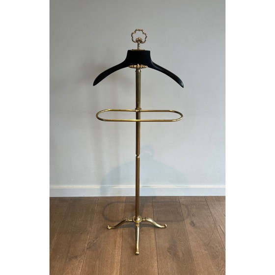 Image 1 of Vintage brass and wood valet