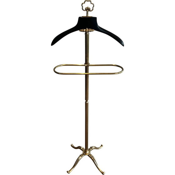 Image 1 of Vintage brass and wood valet