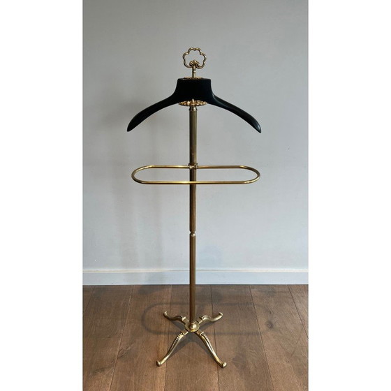 Image 1 of Vintage brass and wood valet