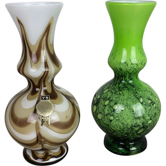 Image 1 of Set of 2 vintage opaline italian pop art vases 1970
