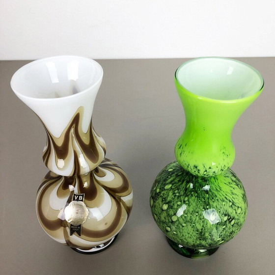 Image 1 of Set of 2 vintage opaline italian pop art vases 1970