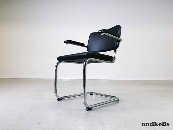 Image 1 of 4x Thonet chair S64 PV Marcel Breuer leather black