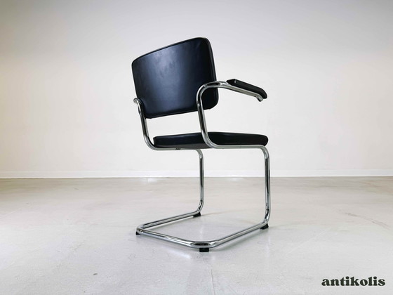 Image 1 of 4x Thonet chair S64 PV Marcel Breuer leather black