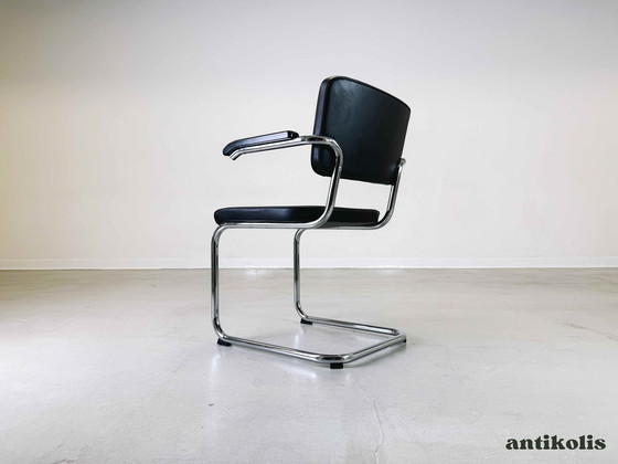 Image 1 of 4x Thonet chair S64 PV Marcel Breuer leather black