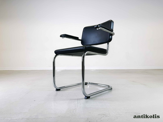 Image 1 of 4x Thonet chair S64 PV Marcel Breuer leather black