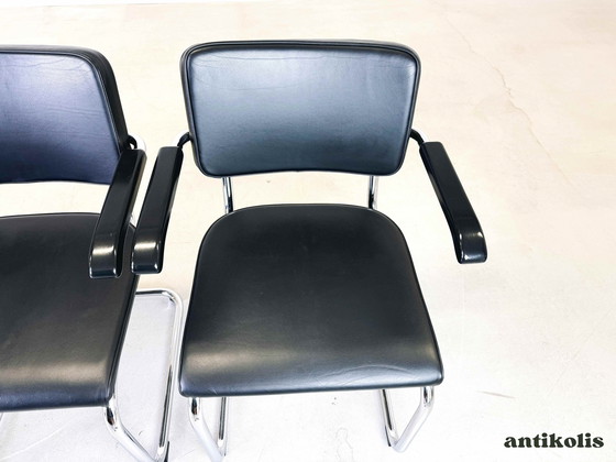 Image 1 of 4x Thonet chair S64 PV Marcel Breuer leather black