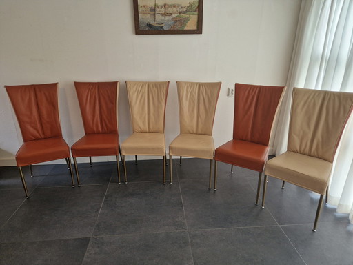 6X chaises de salle à manger en cuir HVS