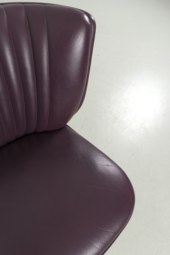 Image 1 of 2x eggplant leather cocktail armchairs