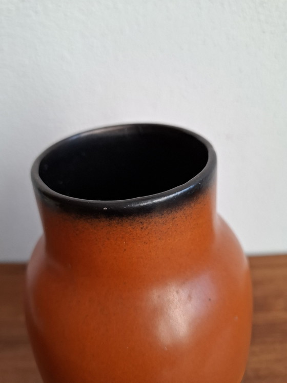 Image 1 of Vintage West Germany Vase Orange, Black, Yellow