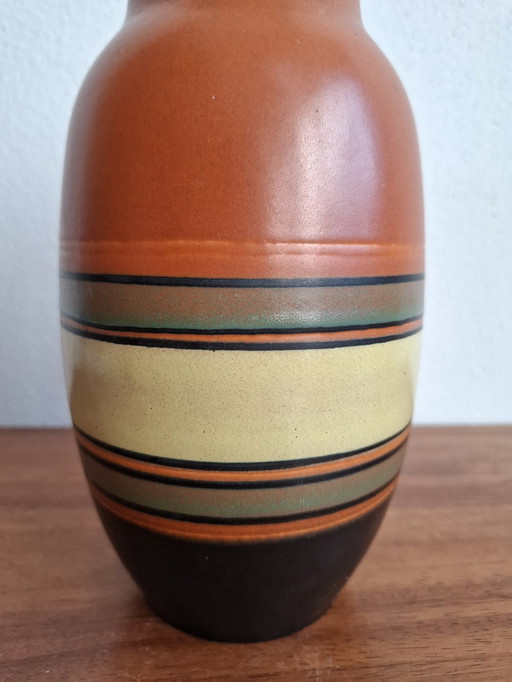 Vintage West Germany Vase Orange, Black, Yellow