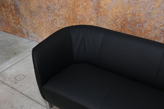 Image 1 of Reupholstered Black Leather Leolux Pupilla Design Corner Sofa