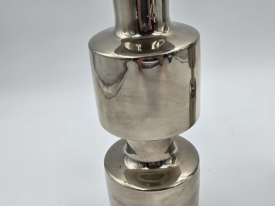 Image 1 of Couple Large Design Stainless Steel Industrial Candlesticks