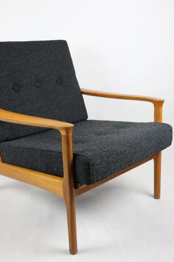 Image 1 of Vintage Danish Black Bouclé Lounge Chair