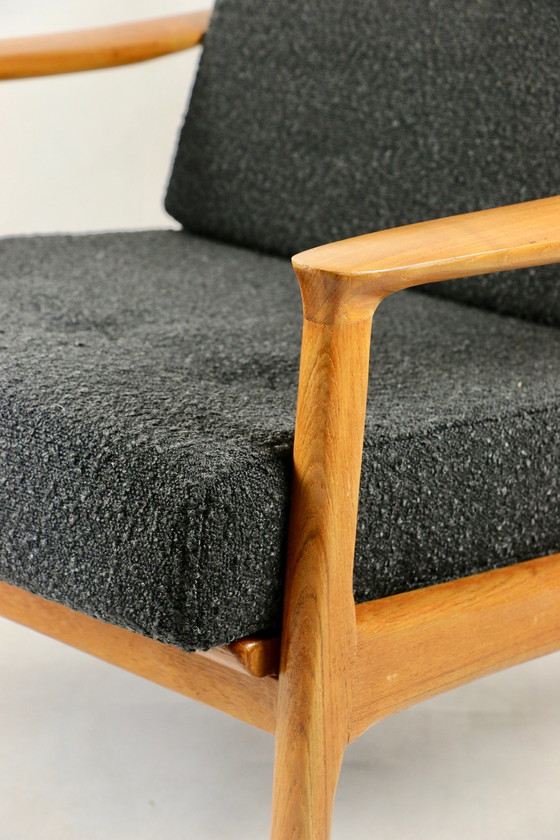Image 1 of Vintage Danish Black Bouclé Lounge Chair