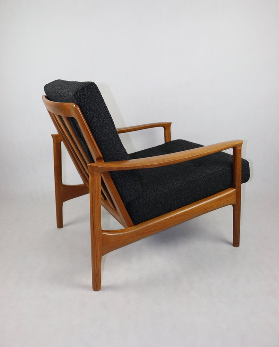 Image 1 of Vintage Danish Black Bouclé Lounge Chair