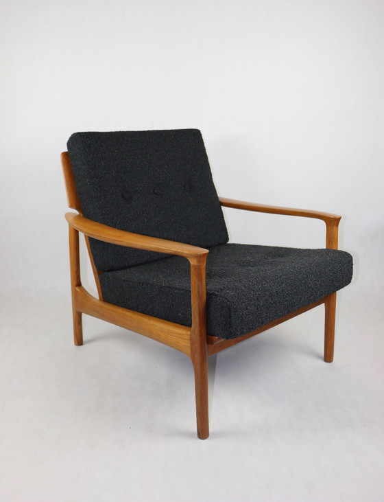 Image 1 of Vintage Danish Black Bouclé Lounge Chair