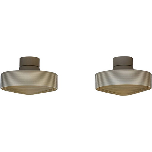 Pair of vintage lacquered aluminum ceiling lights for iValo, Finland 1970