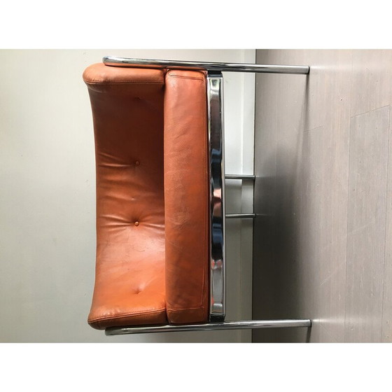 Image 1 of Vintage armchair in patinated beige leather for ‘t Spectrum, Netherlands 1971