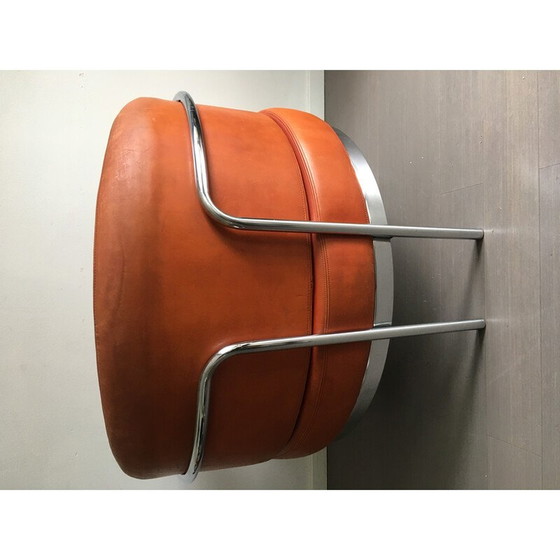 Image 1 of Vintage armchair in patinated beige leather for ‘t Spectrum, Netherlands 1971