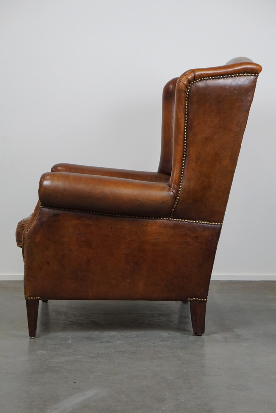 Image 1 of Fauteuil à oreilles en cuir de mouton