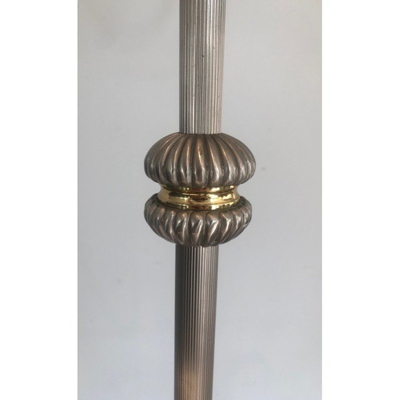 Image 1 of Vintage floor lamp in silver-plated metal and brass, 1940