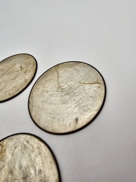 Image 1 of Set Of 6 Antique Mother Of Pearl Coasters