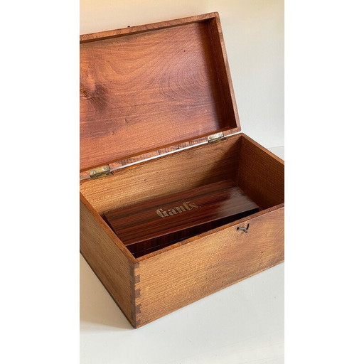 Pair of vintage wooden glove and dovetail boxes