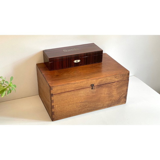 Image 1 of Pair of vintage wooden glove and dovetail boxes