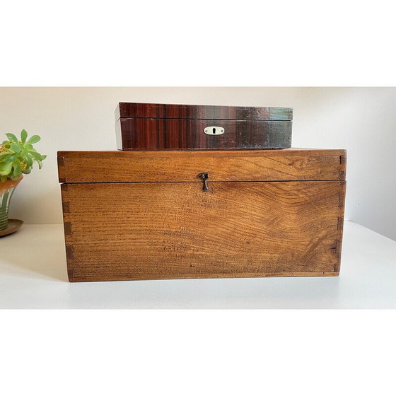 Image 1 of Pair of vintage wooden glove and dovetail boxes