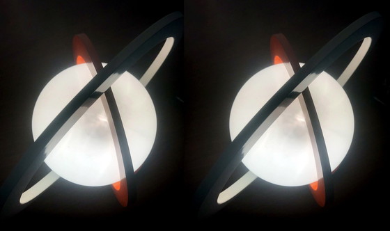 Image 1 of Pair Of Vintage Table Lamps - Space Age - Saturn - Steel - 1960