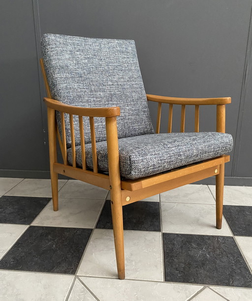 1960S Arm Chair In Wood And Fabric