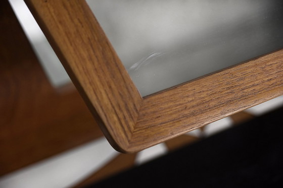 Image 1 of Mid-Century Scandinavian Modern Teak Dressing Table With Mirror And Hand-Painted Tabletop, 1960S