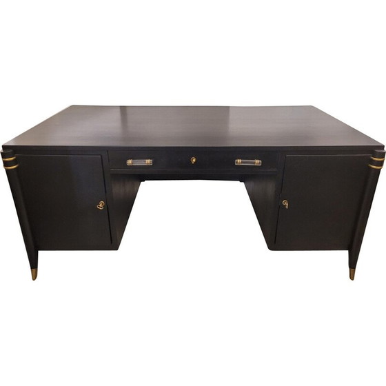 Image 1 of Vintage Art Deco office table in black lacquered wood, France 1950