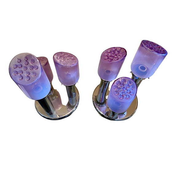 Image 1 of Coppia di lampade da soffitto vintage in vetro di Murano Mazzega di Toni Zuccheri, 1960