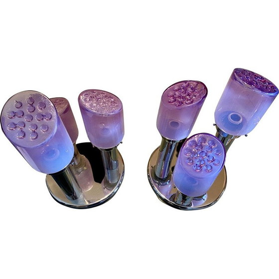 Image 1 of Coppia di lampade da soffitto vintage in vetro di Murano Mazzega di Toni Zuccheri, 1960