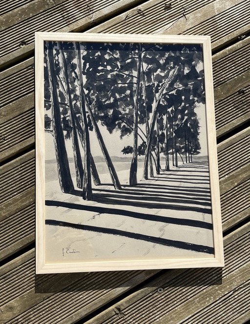 Avenue Du Cap Coz. Indian ink by Frédéric Cadiou