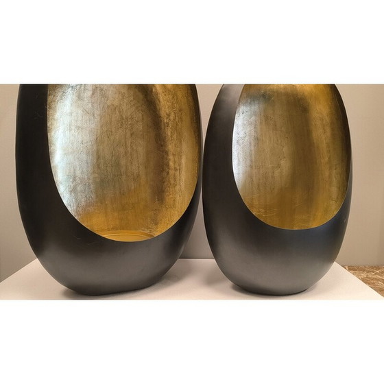 Image 1 of Coppia di candelieri d'epoca in ottone policromo e nichel nero, Francia